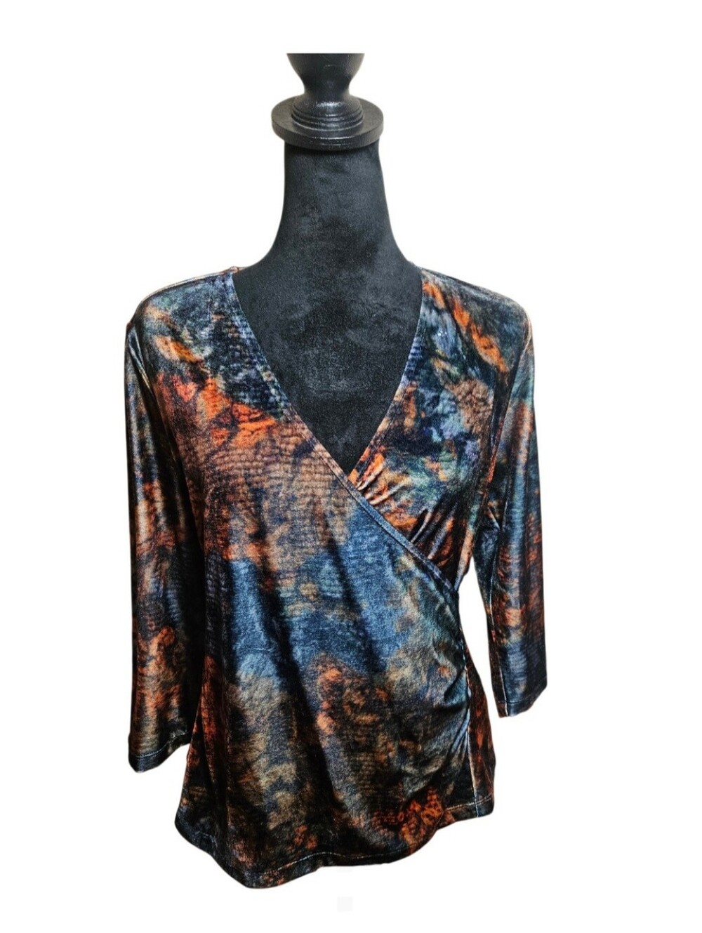 Soft Surroundings Alyssa Velvet Surplice Wrap Top Size M (P)
